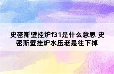 史密斯壁挂炉f31是什么意思 史密斯壁挂炉水压老是往下掉